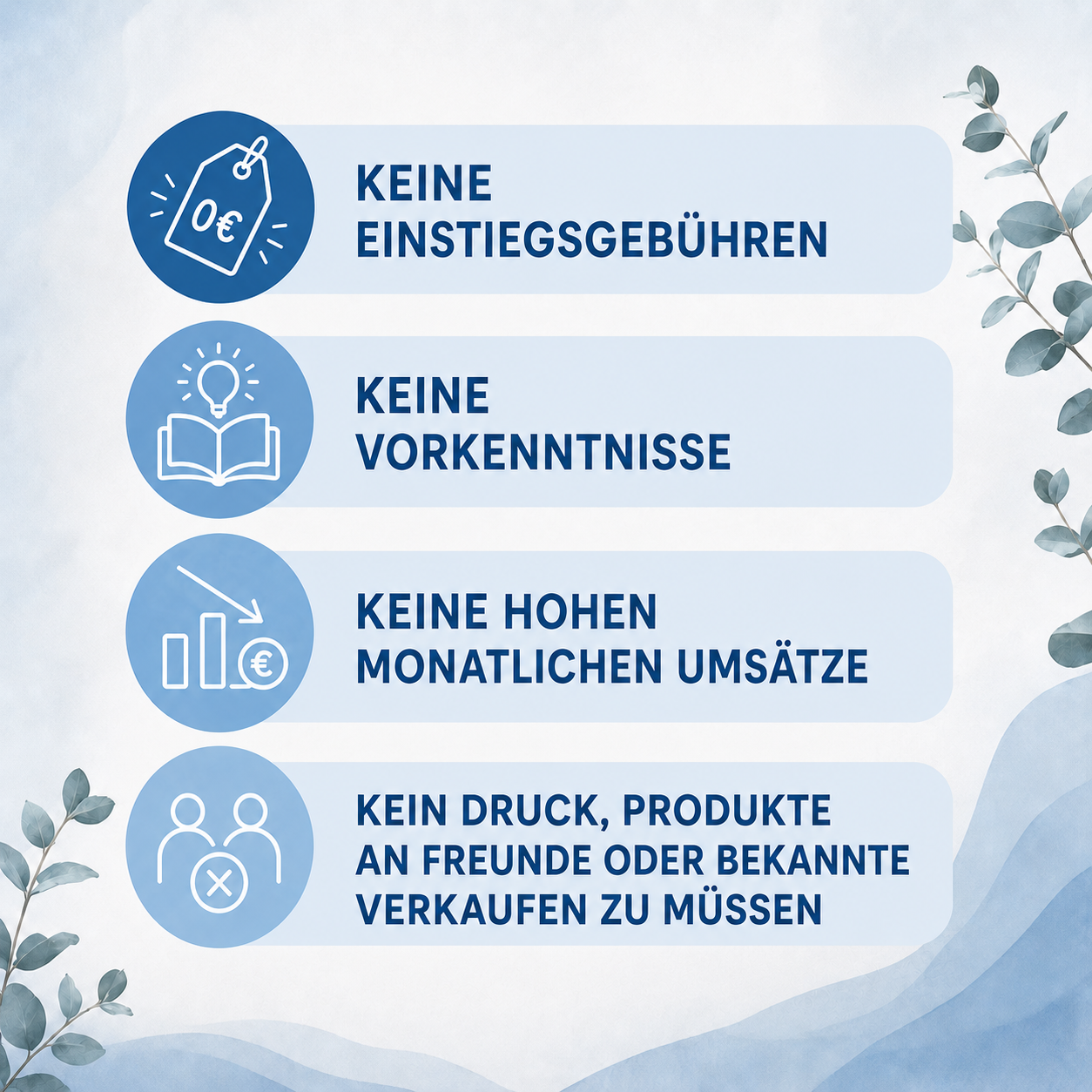 Übersicht was du alles nicht musst.